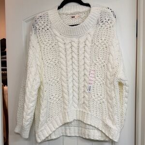 SO Women's Cream Cable Knit Sweater